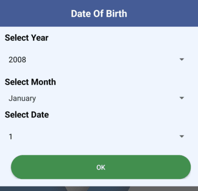 Fill Your Date of Birth 