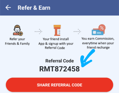 mobile recharge commission app referral code