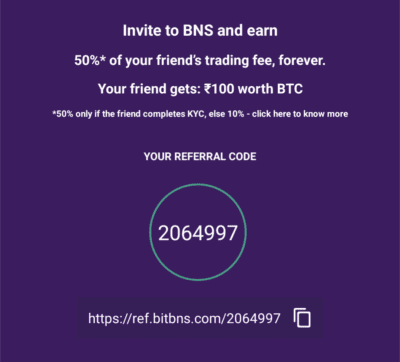 Bitbns Referral Code