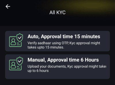 Select the KYC method 