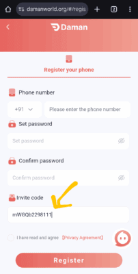 Daman Games Invitation Code "mWGQb2298111" + Refer 3 Enter Daman games invite code