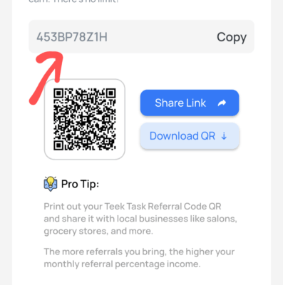 Teek Task Referral code "453BP78Z1H". Refer and Earn ₹3 1 Teek task Referral code