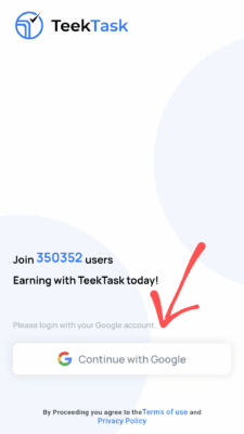 Teek Task Referral code "453BP78Z1H". Refer and Earn ₹3 2 Signin with Google
