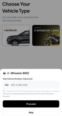 Choose your vehicle type