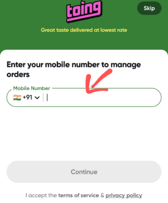 Enter your mobile number 