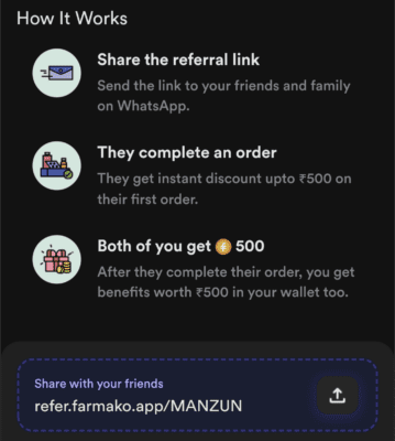 Farmako Referral code link