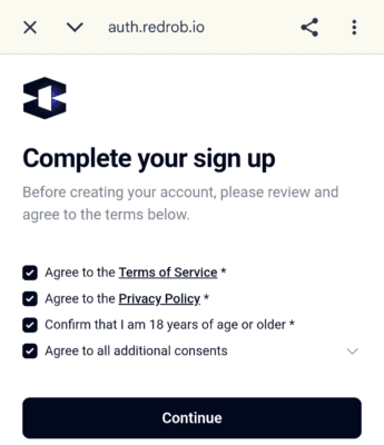 Agree to terms of service 