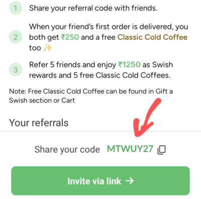 Swish Referral code 