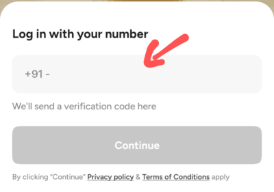Enter your mobile number 
