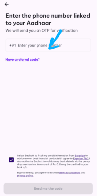 Enter Bachatt Referral code