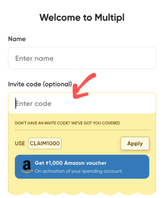 Multipl Invite Code is 8U2LN. Get ₹1000 + Refer and Earn 4 Enter Multipl Invite Code