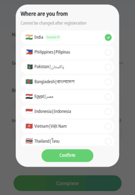 Select your country 