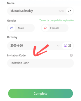 Enter Hifami Invitation code