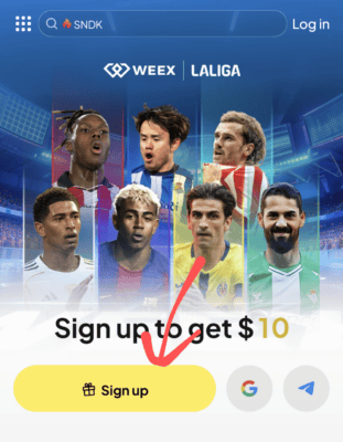 Click on signup