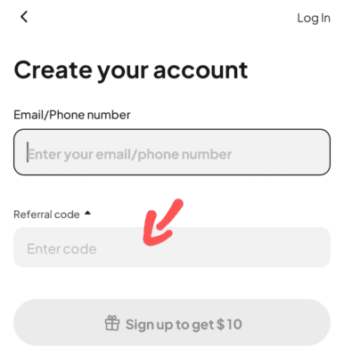 Enter weex referral code 