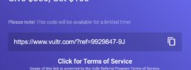 Vultr promo code referral link give 300 get 100 free credit